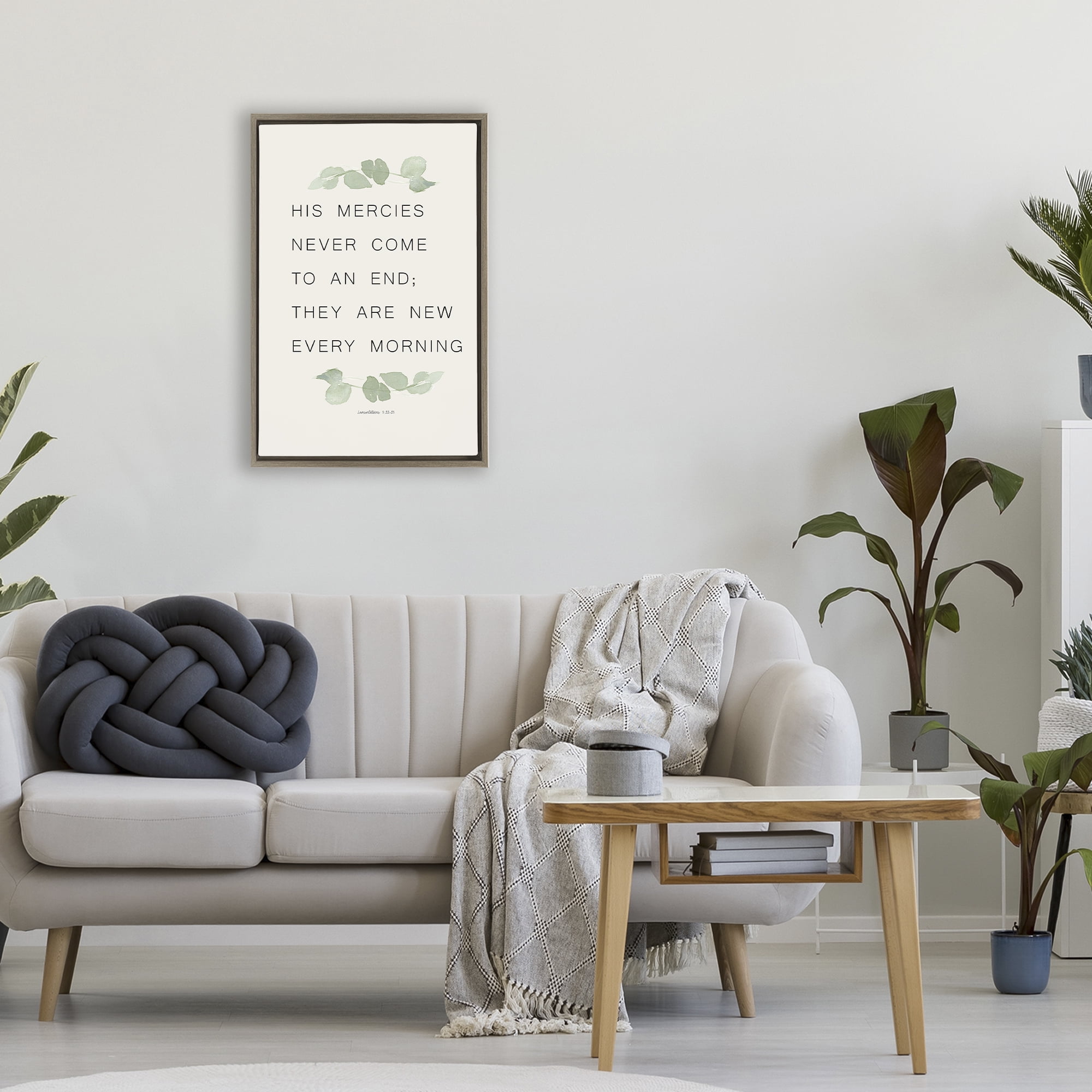 Stupell Industries Mercies New Every Morning Brown Framed Floater Canvas Wall Art, design by Lucille Price