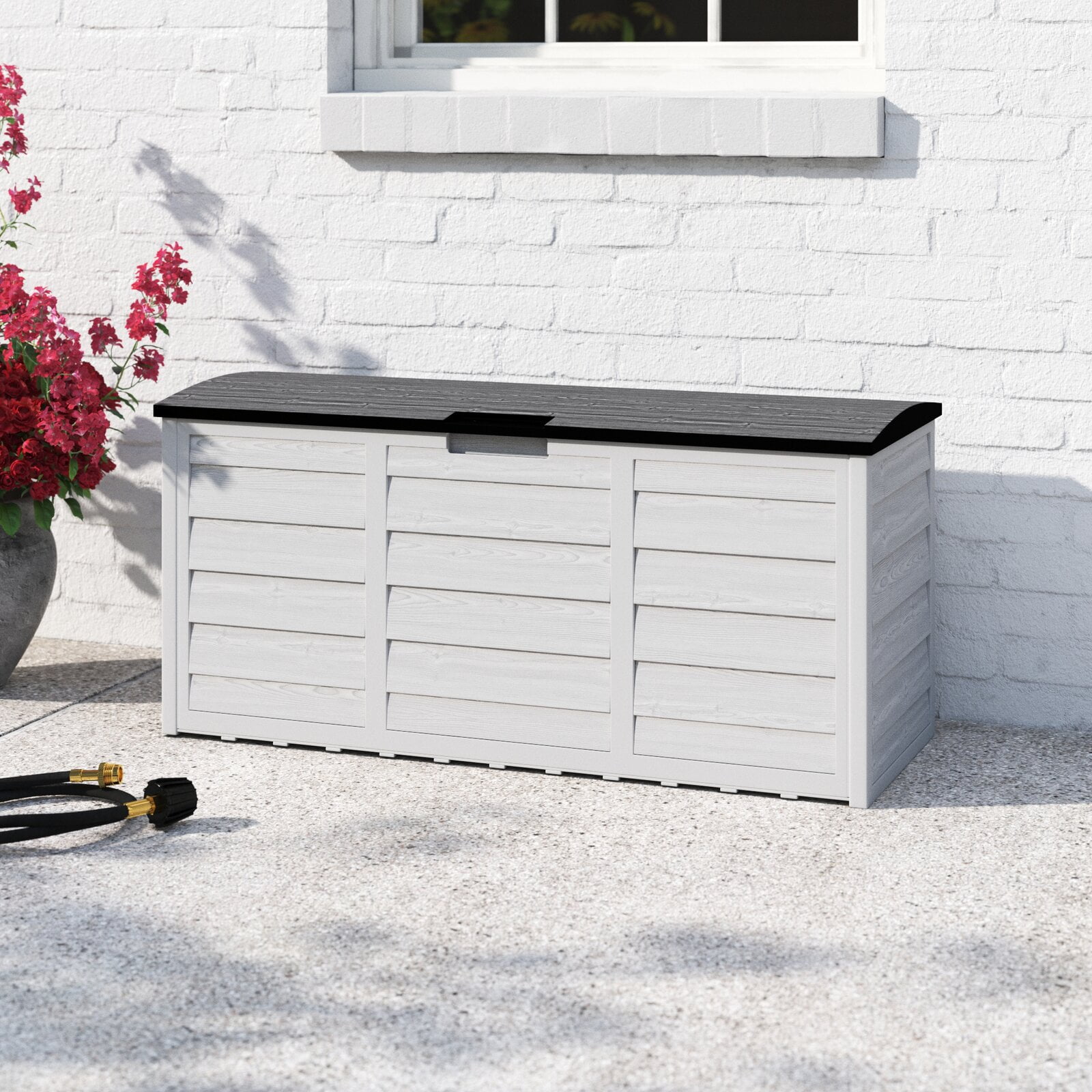 Details about   Outdoor Cargo Large Storage Roller Garden Box Plastic Deck Container Chest Lid 