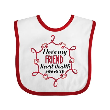 

Inktastic I Love My Friend Heart Health Awareness Gift Baby Boy or Baby Girl Bib