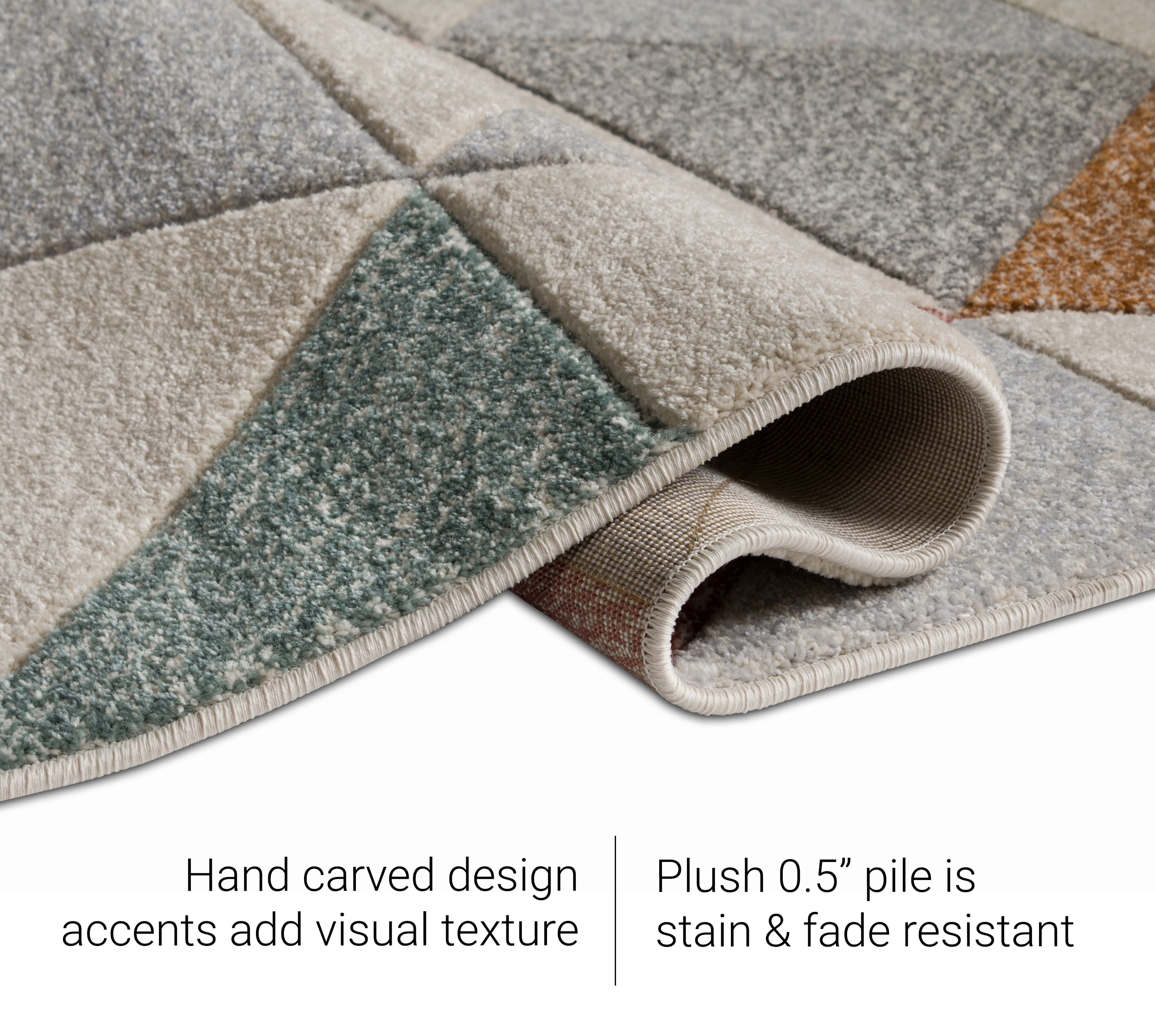 Well Woven Ruby Clark Mid-Century Modern Cream Geometric Triangles 7'10" x 9'10" Area Rug