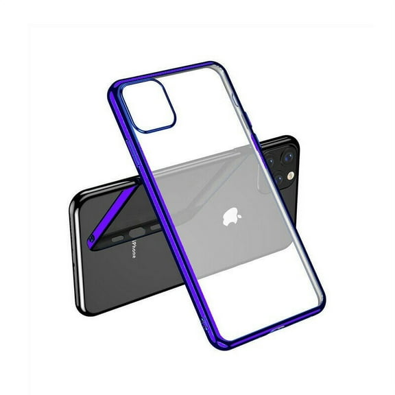 For iPhone 11 Pro - Clear Silicone Case With Purple Edge