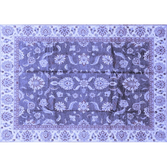Ahgly Company Machine Washable Indoor Rectangle Oriental Blue Traditional Area Rugs, 7' x 10'