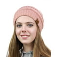 thumbnail image 2 of NYFASHION101 Unisex Multicolor Warm Cable Knit Slouch Pom Pom Beanie Cap - 2 Tone Rose, 2 of 4