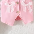 thumbnail image 6 of Girls Summer Clothing Set Single Breasted Sleeveless Round Neck Bow Blazer Vest with Pleated Wide Leg Pants 2 Piece Outfits Pink 7-8Years, 6 of 9