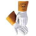 thumbnail image 1 of 1600 Goat Grain Leather/Cowhide Cuff Unlined Welding Gloves, X-Large, White/Gold, Gauntlet Cuff | Bundle of 5 Pairs, 1 of 1