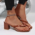 thumbnail image 6 of Women's Square Open Toe Flip Flops Stiletto Heels Strappy Fashion Party Wedding Dress Thong Heeled Sandals Slip On Comfortable Summer Thong Shoes, 6 of 6