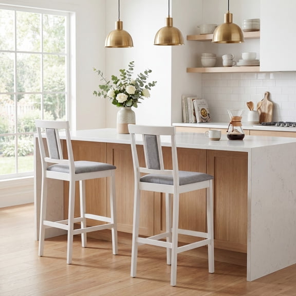 ELLEGNT 29.5" Upholstered Bar Stools Set of 2 - Modern Bar Height Chairs for Kitchen Island, Pub Table, or Home Bar