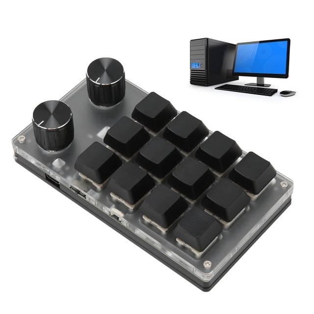 Mini Macro Mechanical Keyboard, Red Switch Dual Mode One Handed USB PC Keypad With Knob, Programmable Shortcut Custom Function, For Gaming Office Media