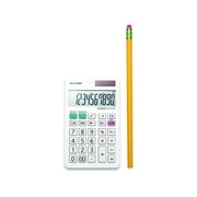 Sharp EL-377WB 10-Digit Display Handheld Calculator Battery Powered, White