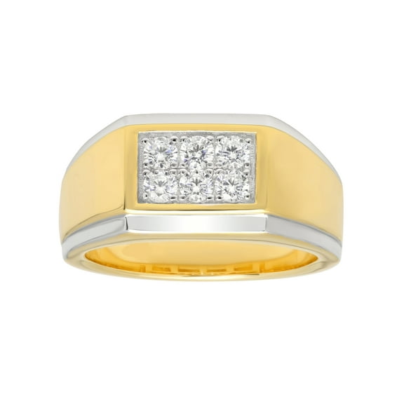 Men's Simulated Diamond Ring in 14K Yellow Gold Plated .925 Sterling Silver