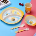 thumbnail image 2 of Juego de vajilla para niños de fibra de bambú con protección del medio ambiente, plato dividido para bebé, juego de cinco piezas, 2 of 5