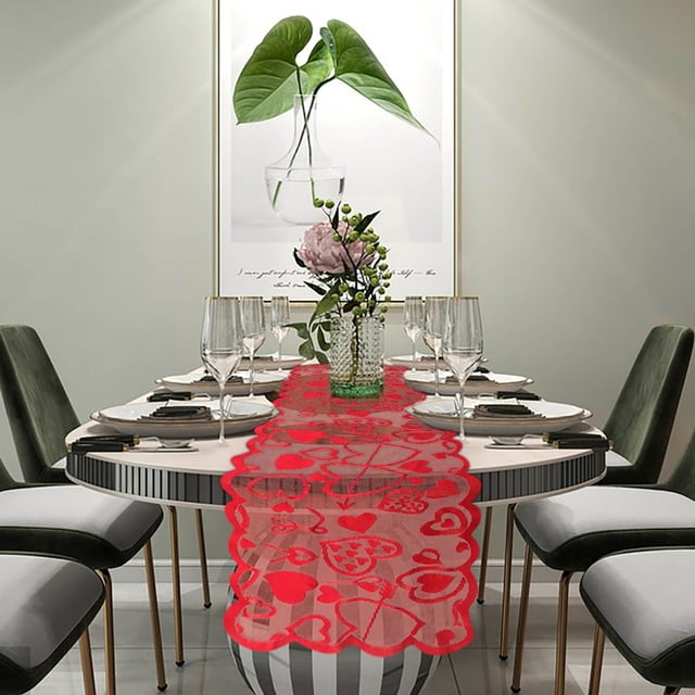 Aodebiao Napperons Cœur Rouges Amour Fête des Mères Tapis de Table Résistant à la Chaleur Lavable Essuyable Napperon pour Anniversaire Mariage Fête Cuisine Salle à Manger Déco Maison