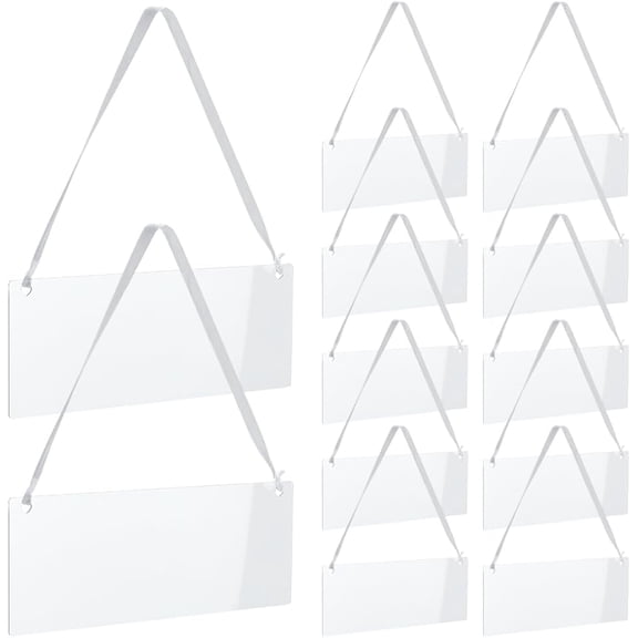 12 Pcs Reserved Signs for Wedding Chair Acrylic Seating Sign With Ribbon for Hanging Blank Chair Signboards for Important Events Church