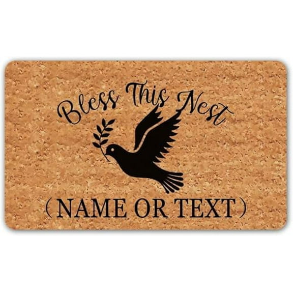 Funny Doormat Bless This Nest Personalized Welcome Indoor Outdoor Entrance Non-Slip Mat Rug Decor Winter Door mat Welcome mat Out Doormat 17x30 Inch.