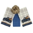 thumbnail image 4 of Serafina Home Nantucket Home Happy Harvest Country Fall Kitchen Towels Set: Colorful Cotton Velour Harvest Pumpkins Truck, Blue Border Plaid Print Background (Blue Truck), 4 of 5
