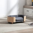 thumbnail image 2 of Pefilos 26" Pet Sofa for Indoors Dogs, Cat and Dog Bed with Solid Wood Legs and Bent Wood Back, Velvet Cushion, Light Gray, 2 of 8