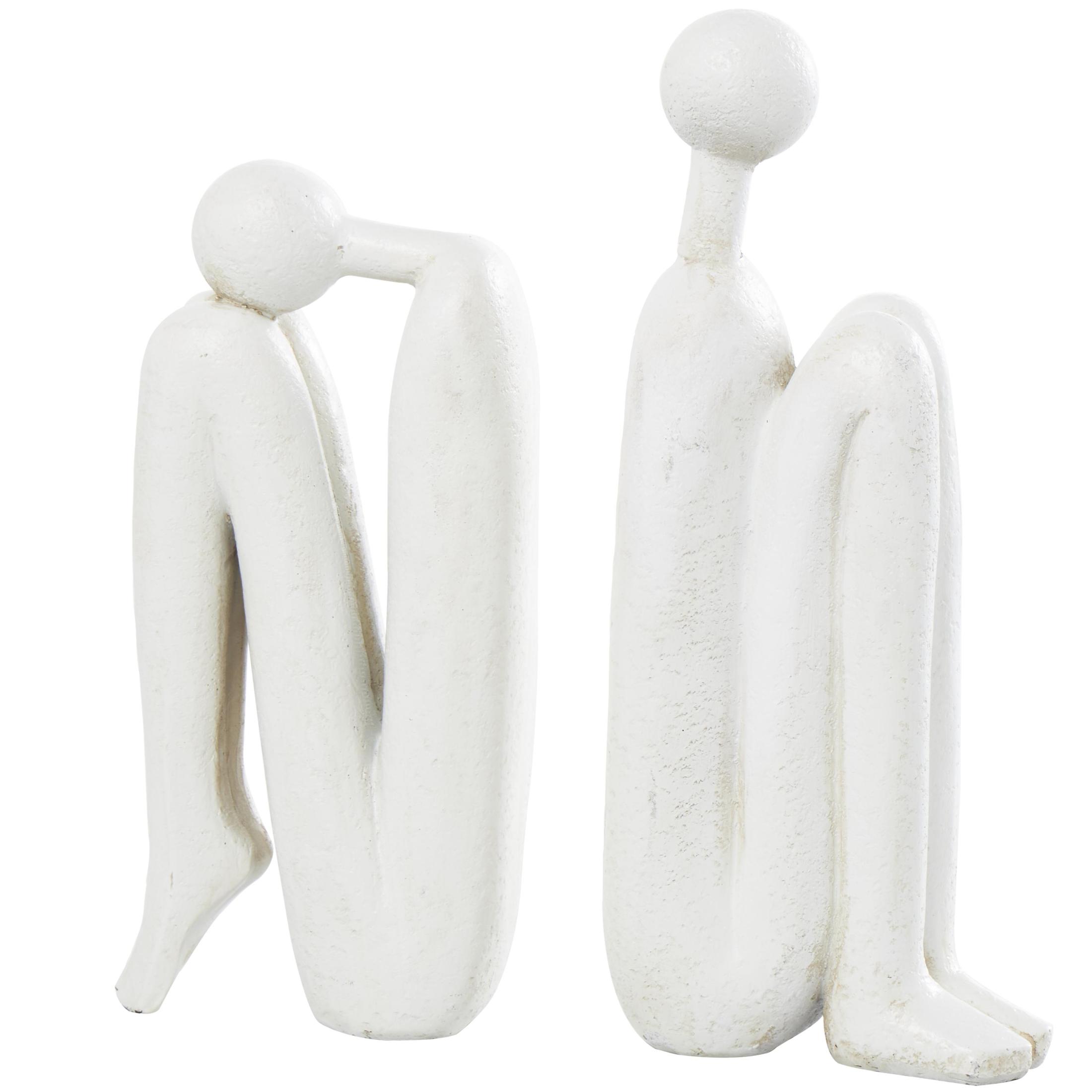 DecMode 4" People White Polystone Bookends (Set of 2)