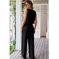 thumbnail image 3 of Women's Black Buttoned Vest and Drawstring Wide Leg Pants 2-Piece Set for Casual Elegance - [ZhiHiMeRi] | (US 12-14)L, 3 of 7