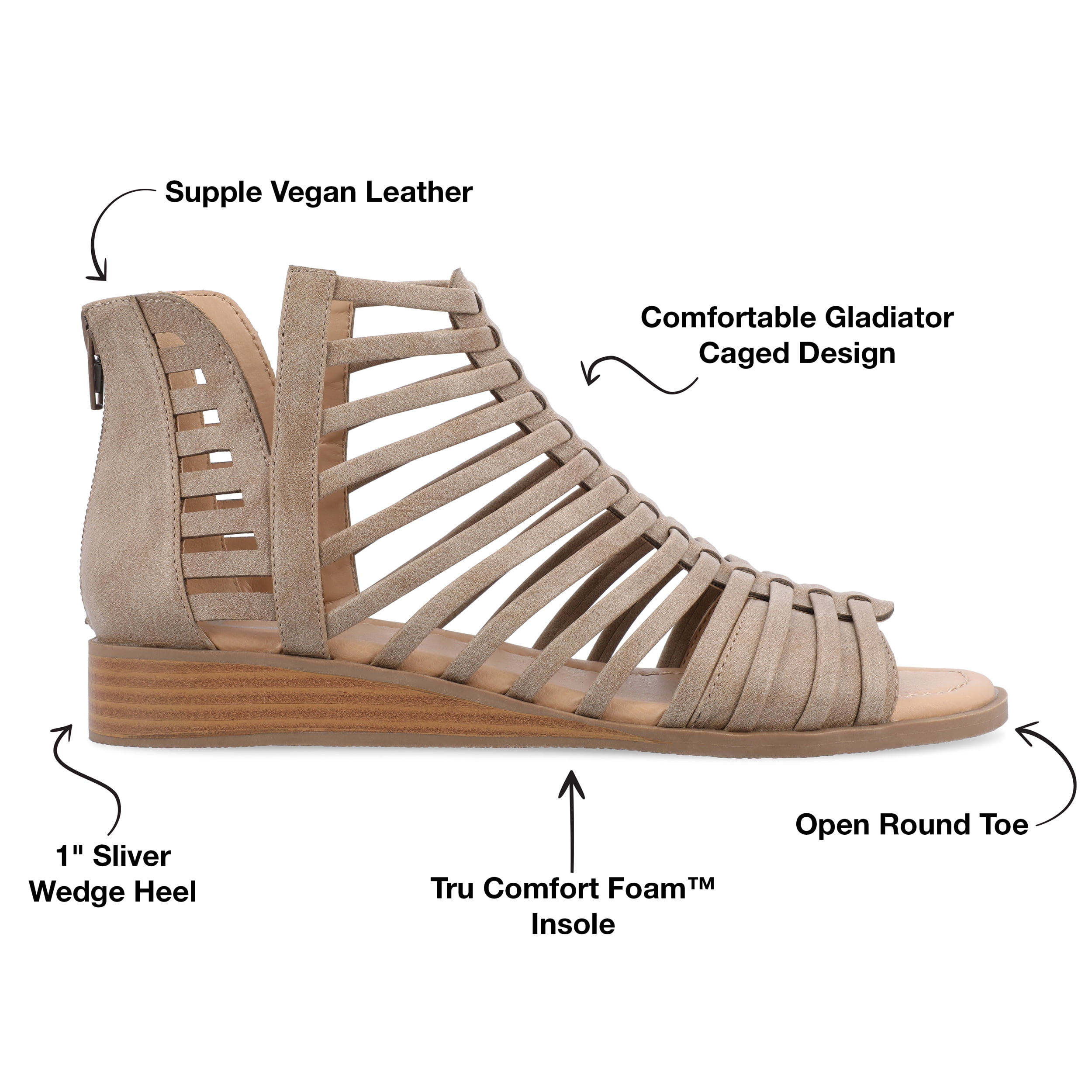 Journee Women's Delilah Tru Comfort Gladiator Wedge Sandals, Wide Width Available