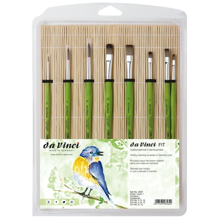 da Vinci FIT Synthetics Student Brush Synthetic Tempera Assorted 8 Brush Set in Bamboo Mat