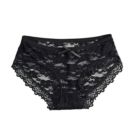 

Yuelianxi Women Lace Fashion Panties Hollow Mesh Trousers Bow Low Waist Panties
