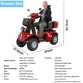 thumbnail image 4 of Xlluproid All Terrain Heavy Duty Mobility Scooter for Seniors & Adults,500 lbs Capacity,1000W 4 Wheel Electric Powered Scooter,Red, 4 of 11