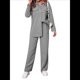 thumbnail image 1 of Conjunto de Dos Piezas de Punto para Mujer: Chaqueta de Larga con Botones y Pantalón Recto. Gris S, 1 of 8