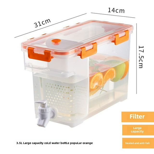 3.5L Food-Grade Plastic Beverage Dispenser with Integrated Tap - Lightweight Large Capacity Cold Water/Ice/Juice Container for Home, Office, Restaurants - Ideal for Parties & Gatherings (Trendy