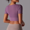 thumbnail image 4 of Oplxuo Short Sleeve Gym Workout Crop Tops for Women Sexy Sheer Mesh Cutout Fitted Yoga Running Shirts Going Out Blouse, 4 of 4