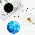 thumbnail image 4 of Honeii Blue Shell print Leather Coaster Set of 4, ideal for safeguarding your furniture from drinks spills and effortless cleanup-Round Shape, 4 of 6