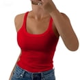 thumbnail image 2 of Lumtrix Womens Scoop Neck Ribbed Knit Tank Top Cotton Tops Slim Fitted Casual Basic Sleeveless Shirts Spaghetti Strap Camisole Shirts Red XL, 2 of 7