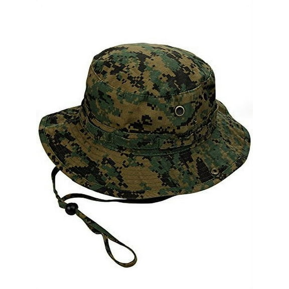 MG Men's Washed Cotton Twill Chin Cord Outdoor Hunting Hat, Woodland Digitial, L