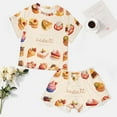 thumbnail image 4 of Cartoon Cake Women's Ruffle Short Sleeve Tops And Shorts Cute Peeps Bunny Pajamas Sets, 4 of 7