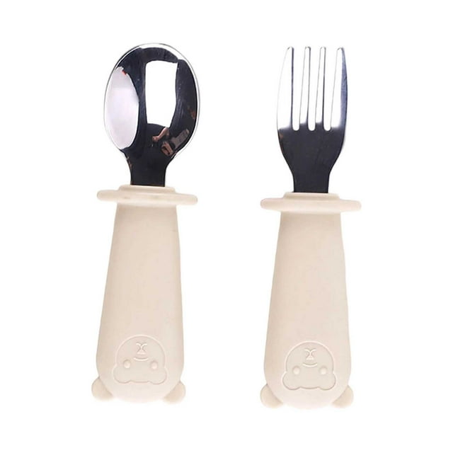 Liyamei Stainless Steel Fork Spoon Set With Silicone Handle Durable Tableware For Kitchen Dining Camping Travel Picnic BBQ Party