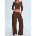 thumbnail image 6 of Women'S Long Sleeve Off the Shoulder Tops Going Out Cute Basic Y2K Fall Fashion 2026 Outfits Clothes Dark Brown M, 6 of 8
