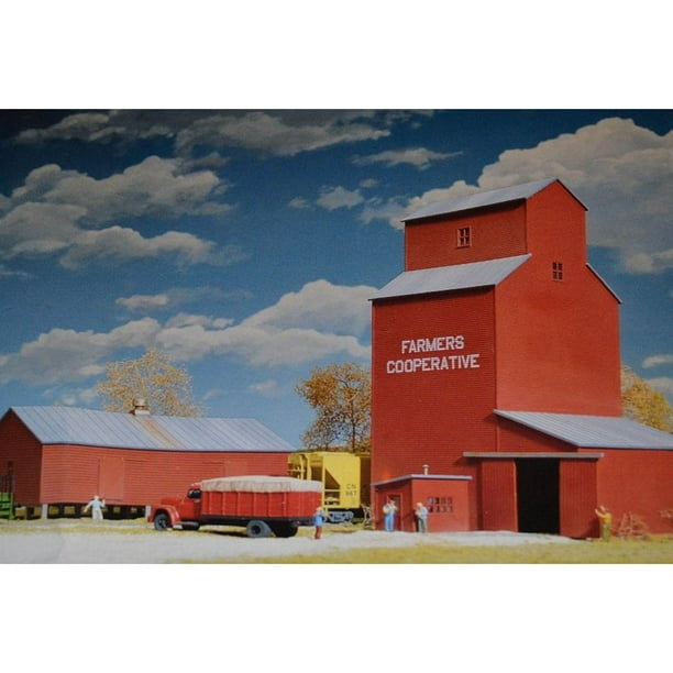Walthers Cornerstone N Scale Building/Structure Kit Farmers Coop Grain