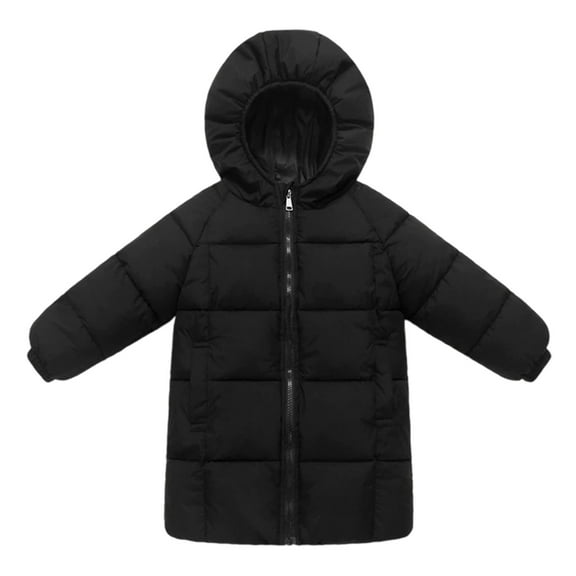 QUOTAY Girls Long Coat Winter Warm Thickened Down Jacket with Hood for Cold Weather Outdoor Activities Winter Coats for Girls Black,2-3 Years