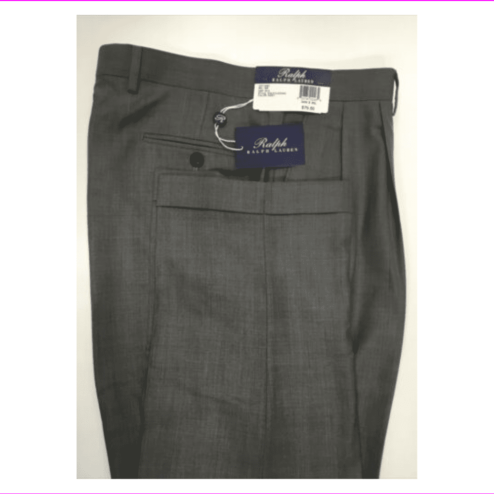 Ralph Lauren Men's Relaxed Fit, Pleated Front, Plaid, Grey Dress Pants ...