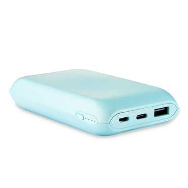 onn. 8,000 mAh Portable Battery with USB-C/Micro-USB/USB ports, Aqua