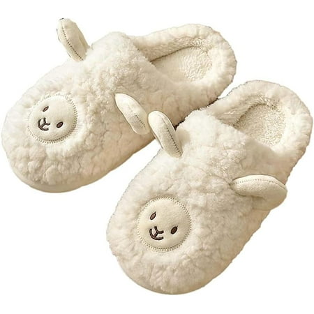 

CoCopeaunt Cute Sheep Slippers for Women Fluffy Fur Memory Foam Soft Warm House Shoes Indoor Winter Unisex