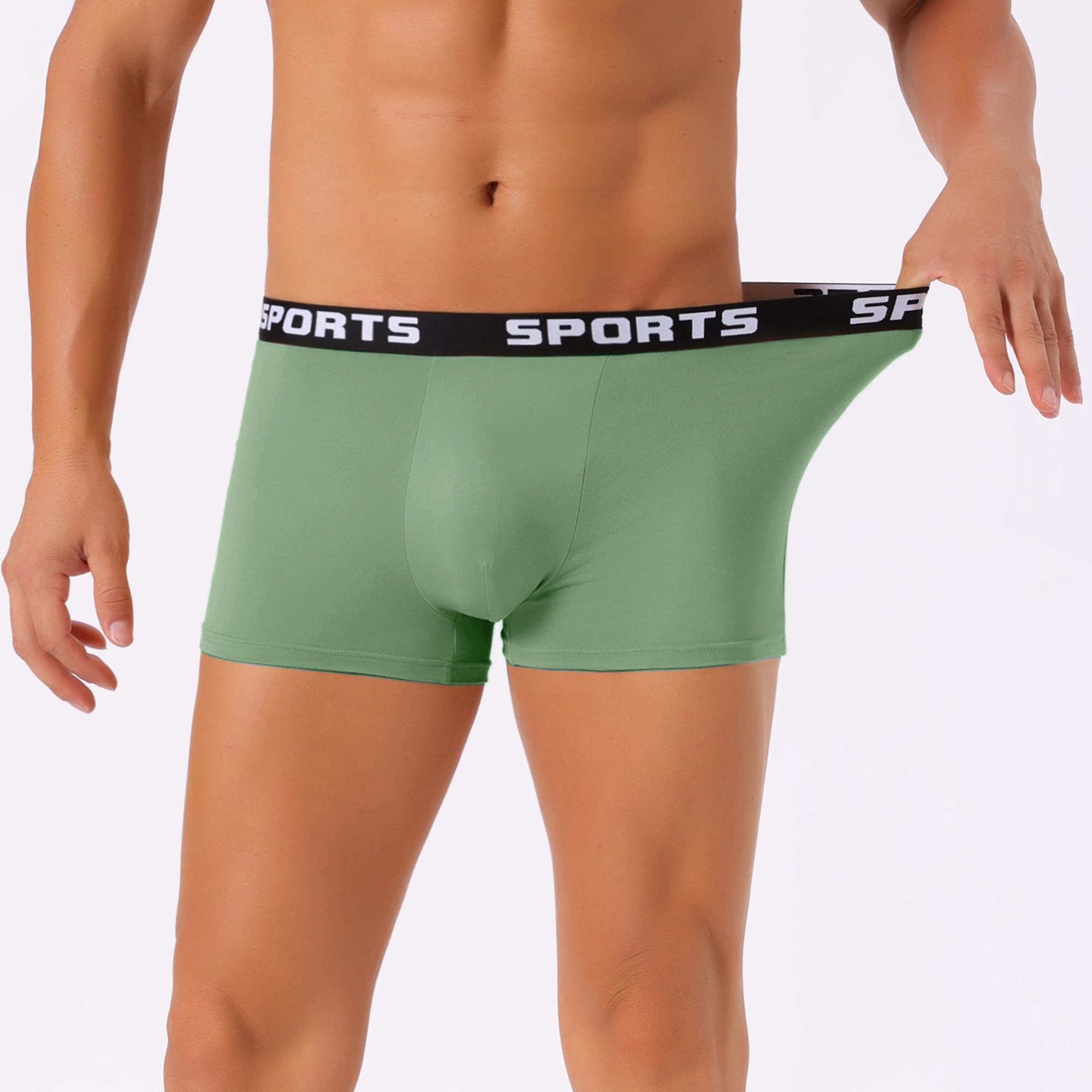 DARING DIVA Men's Lightweight Short Leg Stretch Boxer Briefs 32 Green