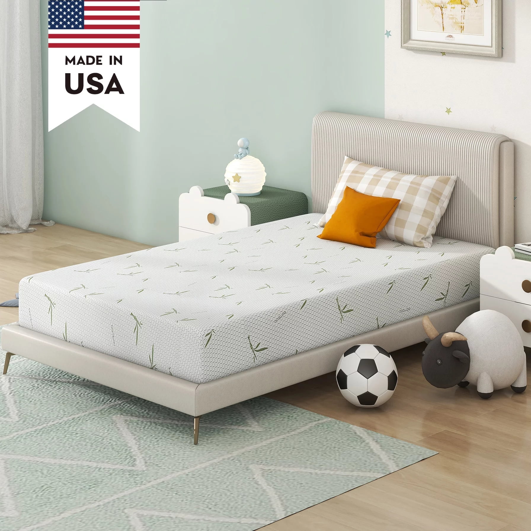 Queen Mattress, 8 inch Green Tea Gel Memory Foam Mattress in a box, Medium Firmness Mattresses with Bamboo Knit cover, Made in USA
