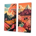 thumbnail image 3 of Designart "Japanese Mountain Serenity Elegant Pink Landscape II" Meadow Wall Art Set Of 2 - Traditional Pink Gallery Wall Set For Home Decor, 3 of 6