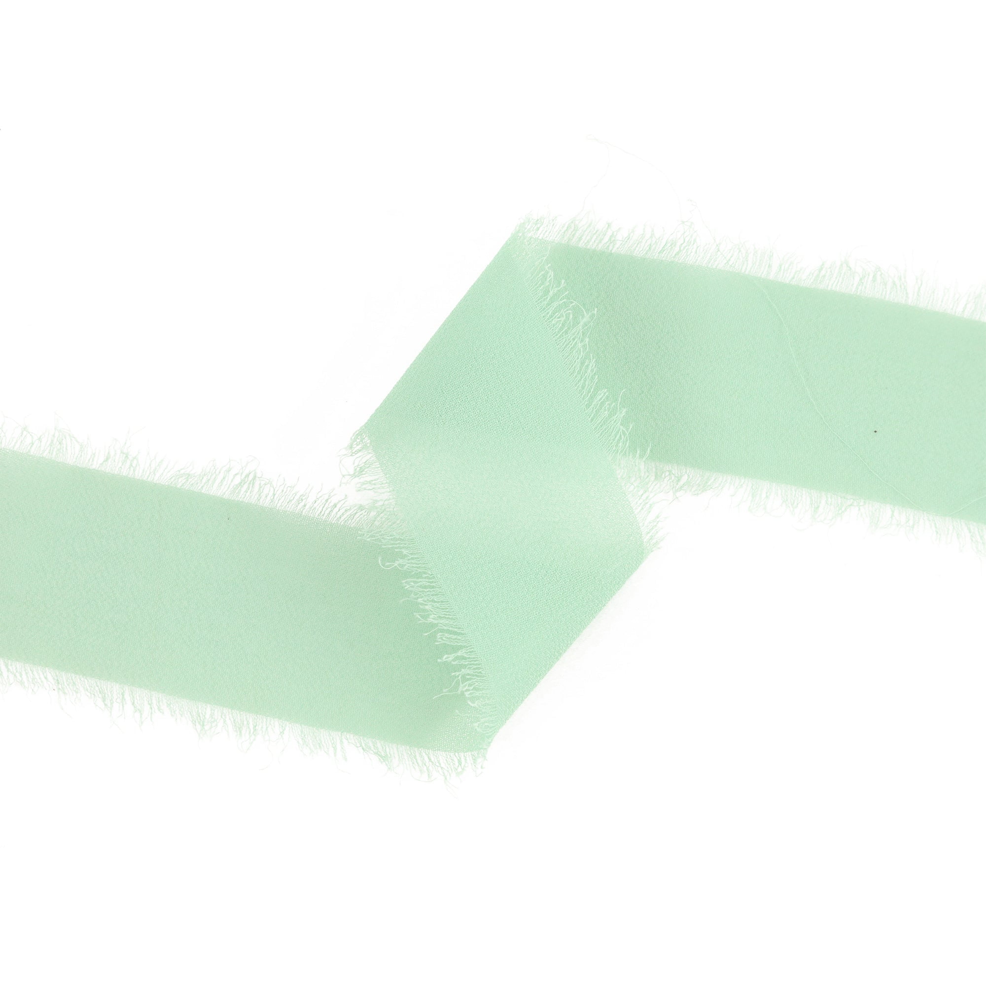 LaRibbons 1 1/2" Frayed Edge Chiffon Ribbon, Light Green, 10 Yard Roll