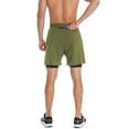 thumbnail image 3 of FEDTOSING Men's 2 in 1 Running Shorts Green Quick Dry Athletic Shorts With Pockets,up to 3XL, 3 of 5