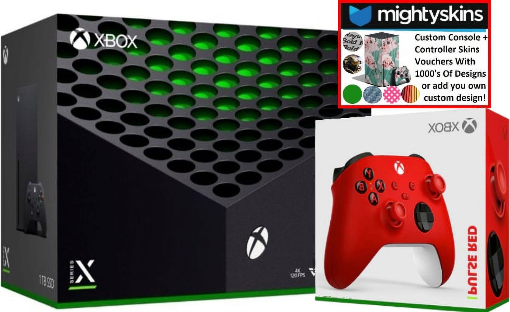 Xbox Series X Video Game Console Black w/ Extra Controller and Mightyskins Voucher - Pulse Red