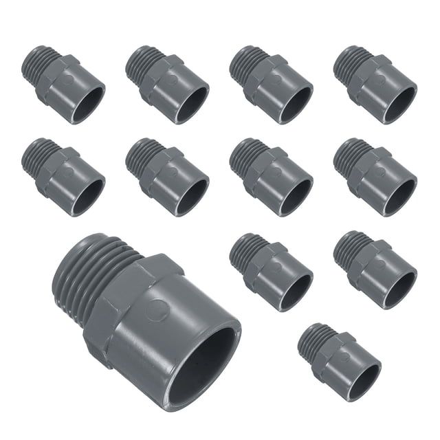 Uxcell 12Pcs Adaptador de Rosca Macho de 1/2" Conector de Tubo para Drenaje de Fregadero, Adaptadores para Conectar Tubos, Gris