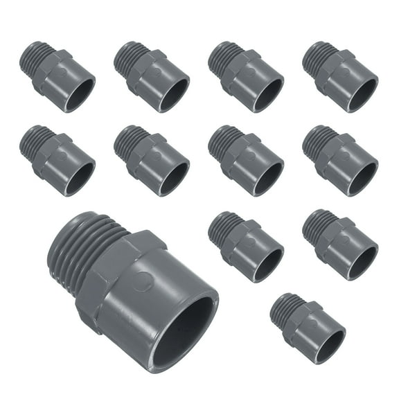 Uxcell 12Pcs Union Pipe Fitting 1/2" Male Adapter Thread Connector Pipe Sink Drain Adapters for Connecting Pipes, Grey
