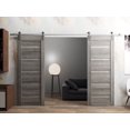 thumbnail image 3 of Sliding Closet Barn Bypass Doors 84 x 96 inches | Lucia 2166 Matte Black Clear Glass | Sturdy 8ft Rails Hardware Set | Wood Solid Bedroom Wardrobe Doors, 3 of 6