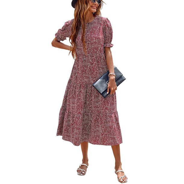 Vestido PRETTYGARDEN de Verano Floral Boho con Mangas Abullonadas XL